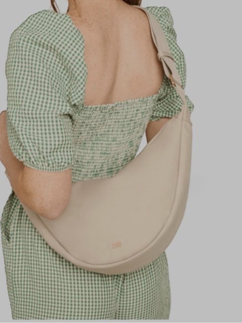 NWOT July Everyday Crescent Bag Khaki Cotton Sling Crossbody Travel Minimalist - Picture 2 of 13